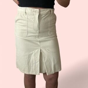 White Corduroy Midi Skirt